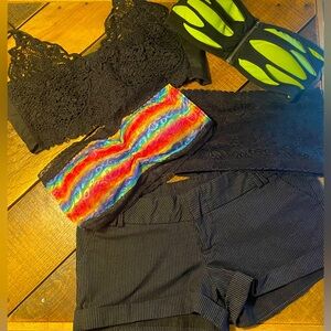 Bundle of Tube Tops and pin stripe shorts Pride Parade 🏳️‍🌈 and club Wear